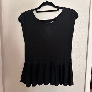 American Eagle Outfitters Black Peplum Cap Sleeve Blouse